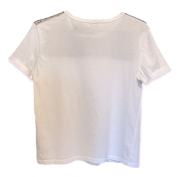 RED VALENTINO Jersey T-shirt W/ Point D'esprit Tulle & Bow Detail In Black |S| - Picture 7 of 7